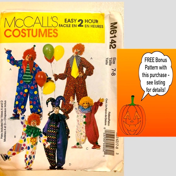 McCall’s M6142 Child’s Clown, Jester Uncut Sewing Pattern (7-8) - Picture 9 of 12